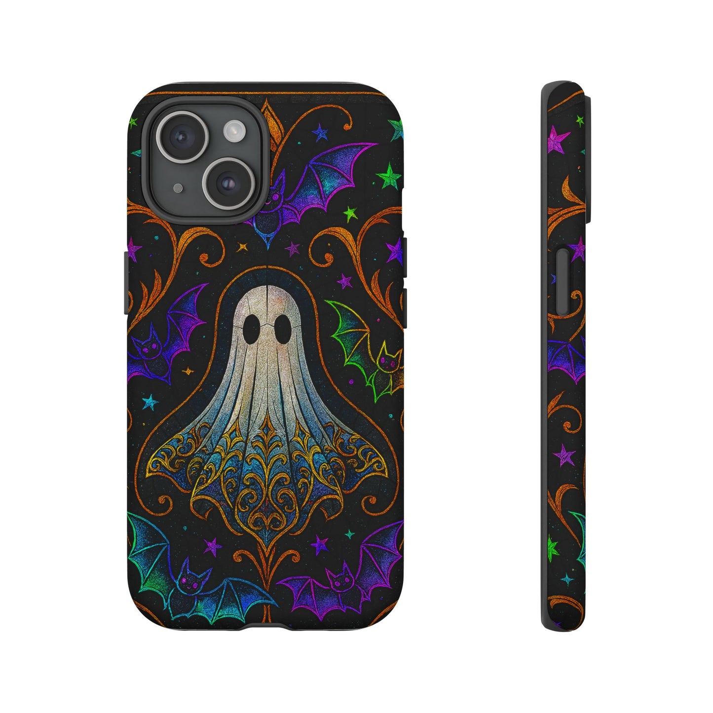 Spooky Cute Ghost Phone Cases - Adorable Neon Bats