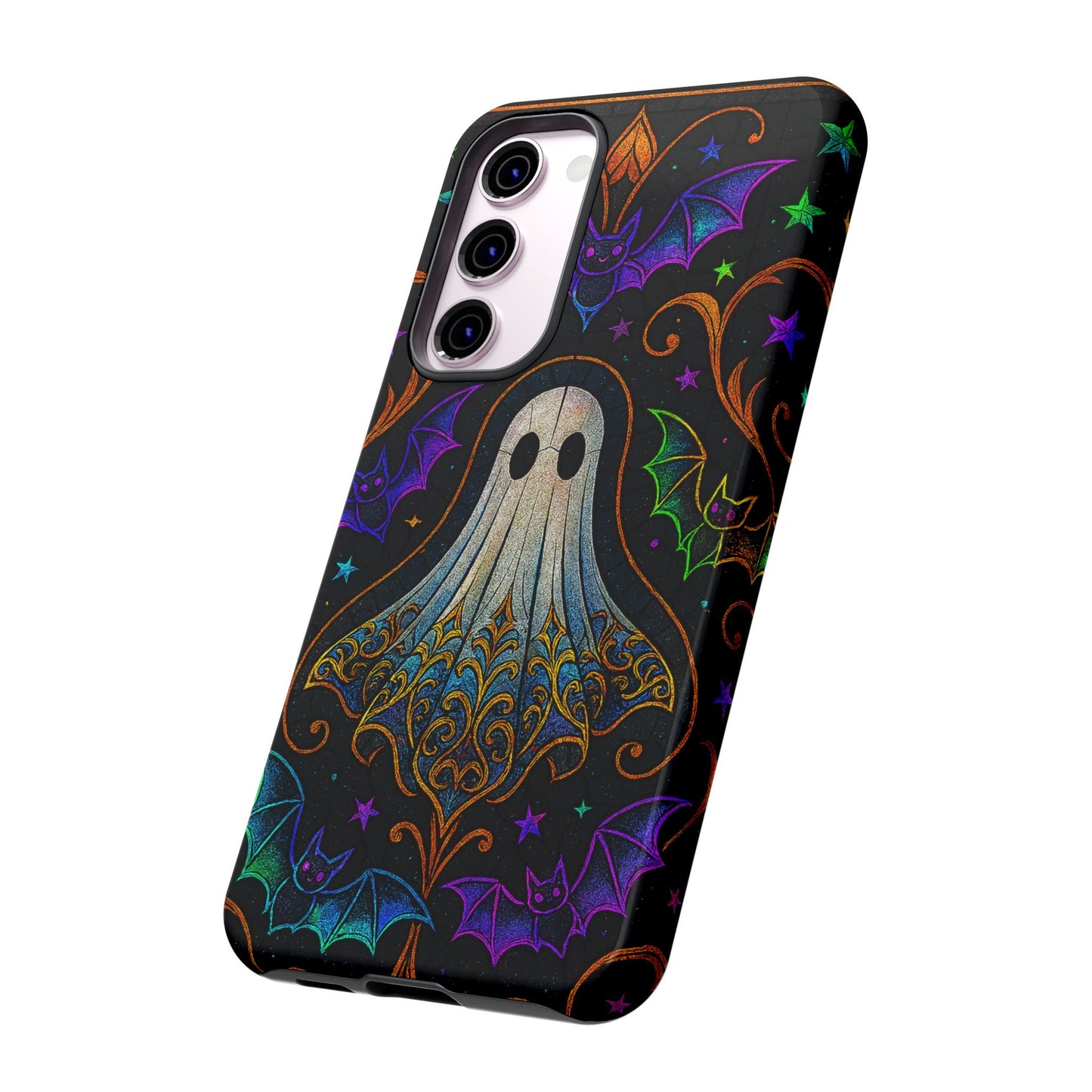 Spooky Cute Ghost Phone Cases - Adorable Neon Bats