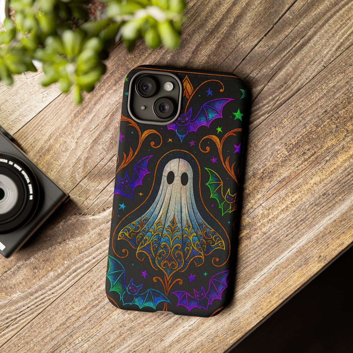 Spooky Cute Ghost Phone Cases - Adorable Neon Bats