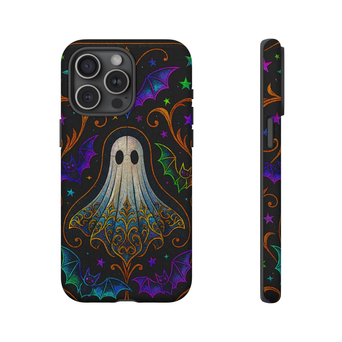 Spooky Cute Ghost Phone Cases - Adorable Neon Bats