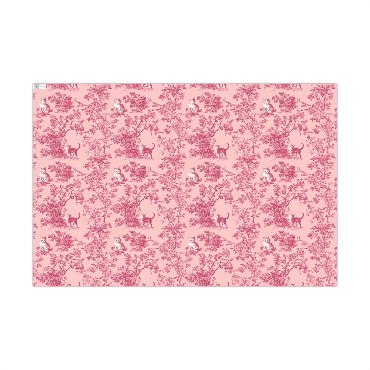 Gift Wrap Papers - Pink Toile Cats, Romantic French Style Pattern