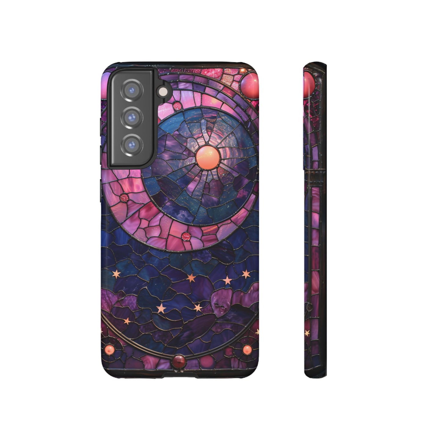 Pink Moon Tough Phone Cases in Stained Glass Design