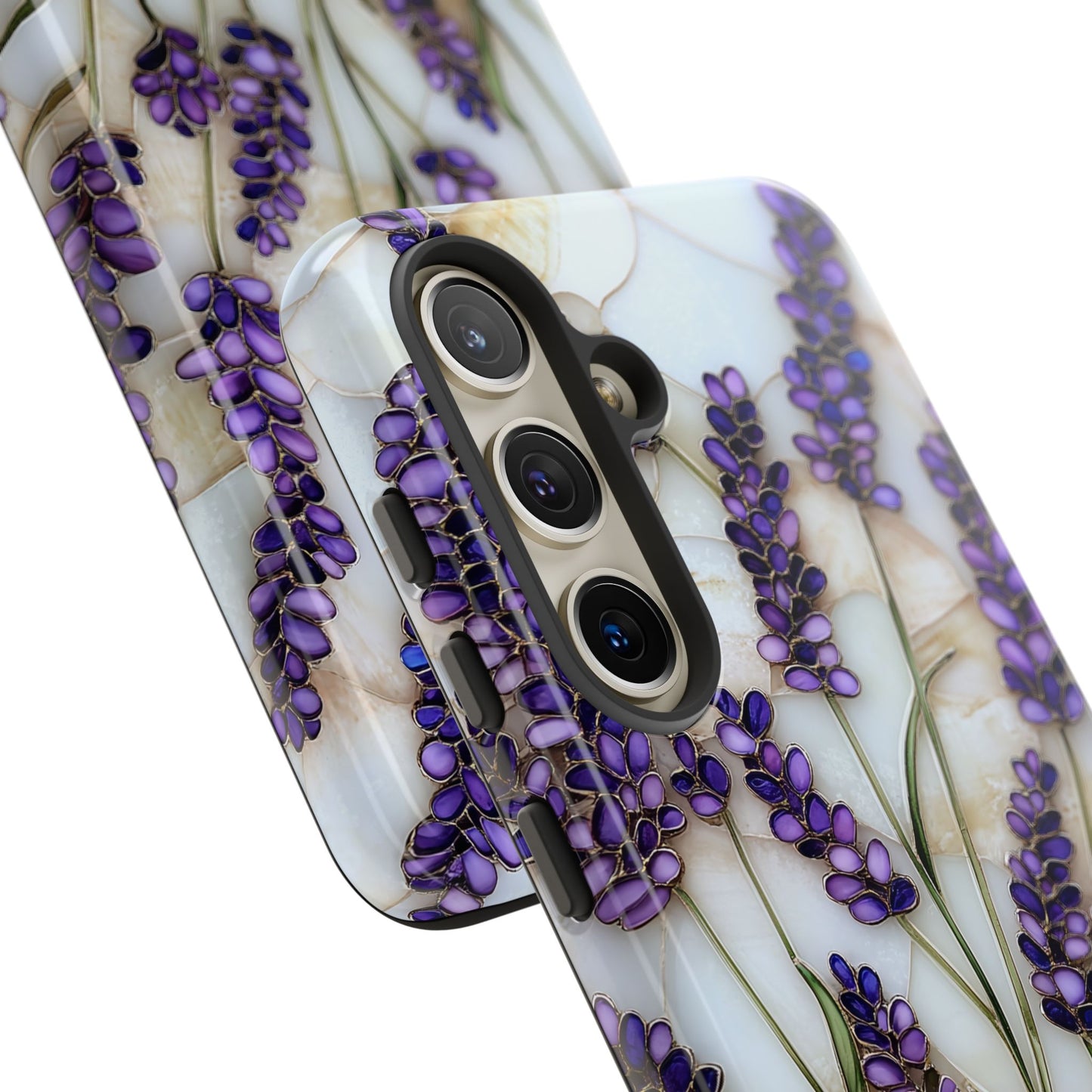 Floral Phone Case With Lavender in Stained Glass Motif