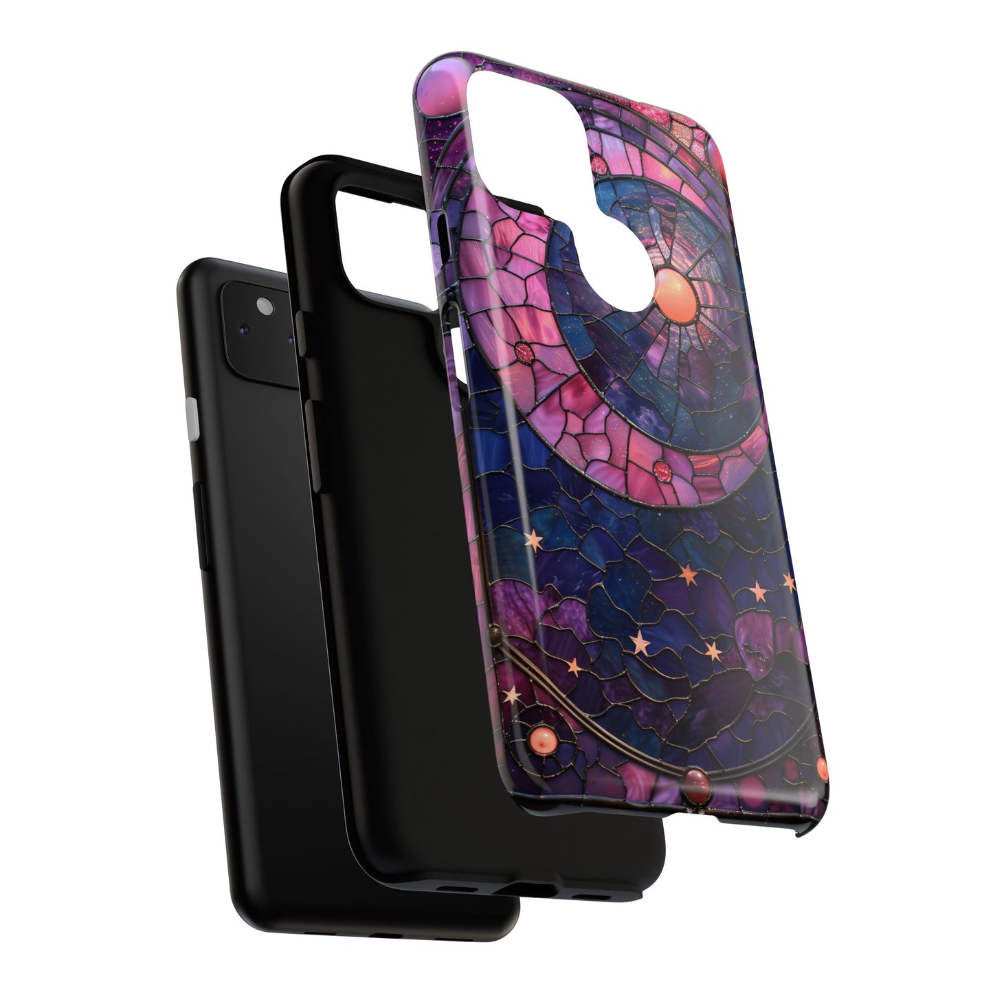 Pink Moon Tough Phone Cases in Stained Glass Design