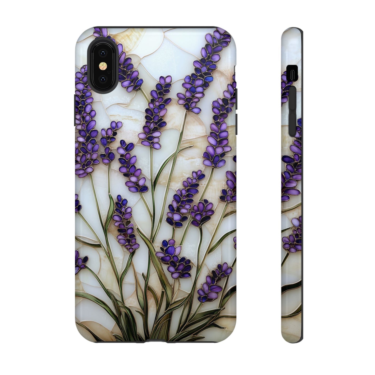 Floral Phone Case With Lavender in Stained Glass Motif