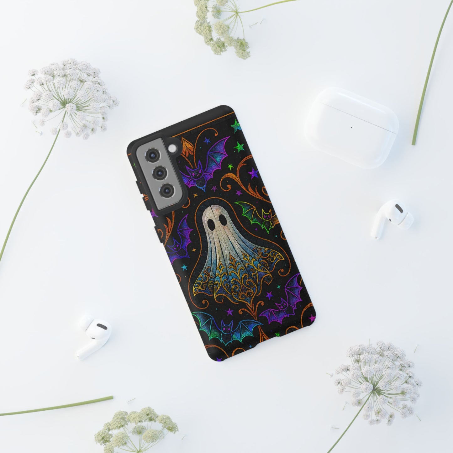 Spooky Cute Ghost Phone Cases - Adorable Neon Bats