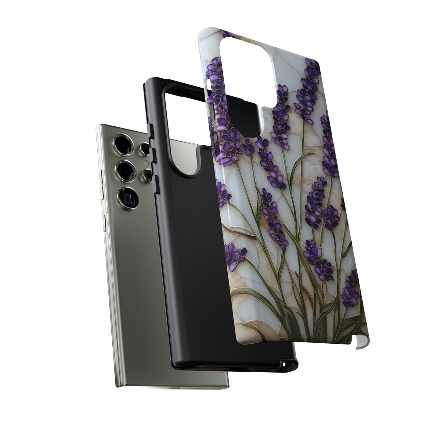 Floral Phone Case With Lavender in Stained Glass Motif
