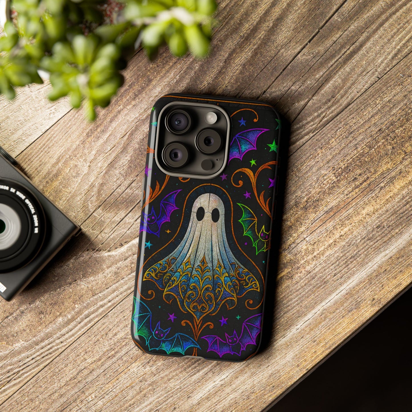 Spooky Cute Ghost Phone Cases - Adorable Neon Bats