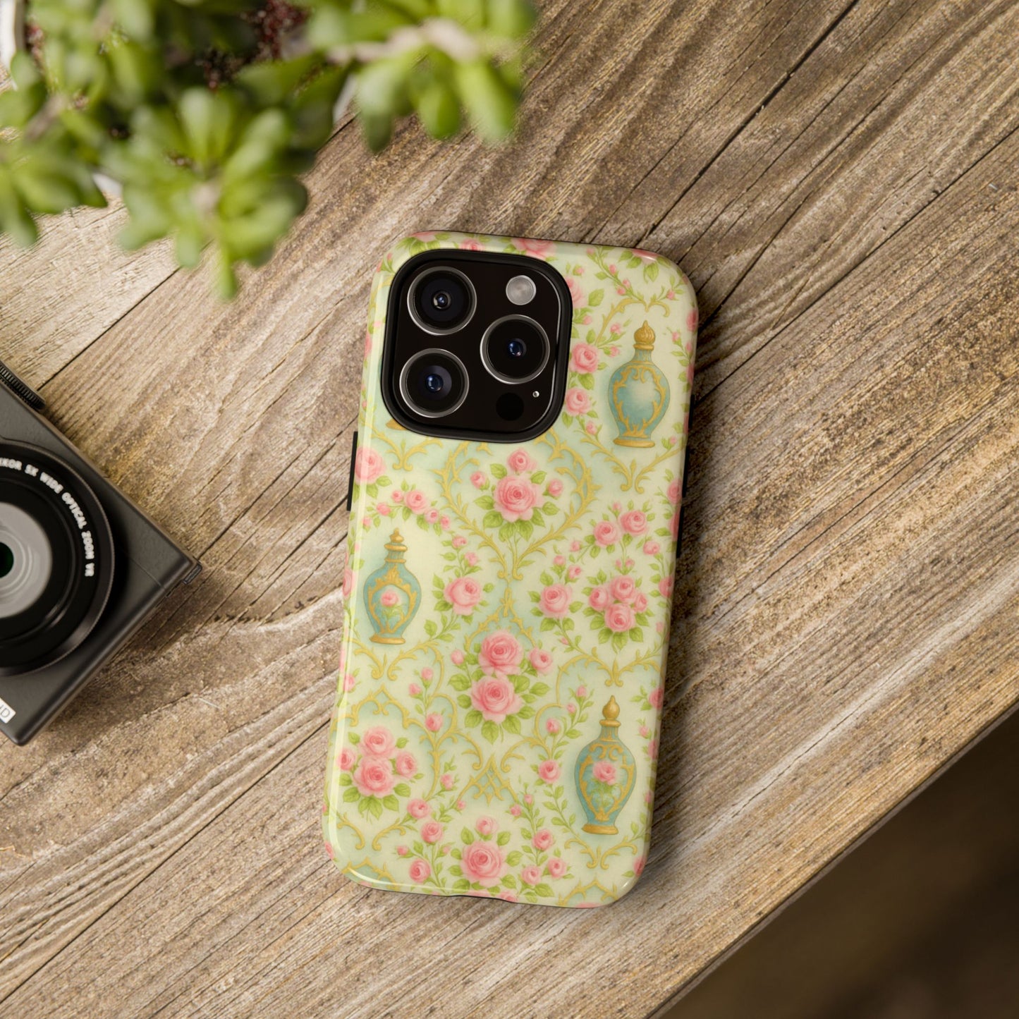 Tough Phone Cases With Perfume in Baroque Floral Aesthetic, Romantic French Pattern