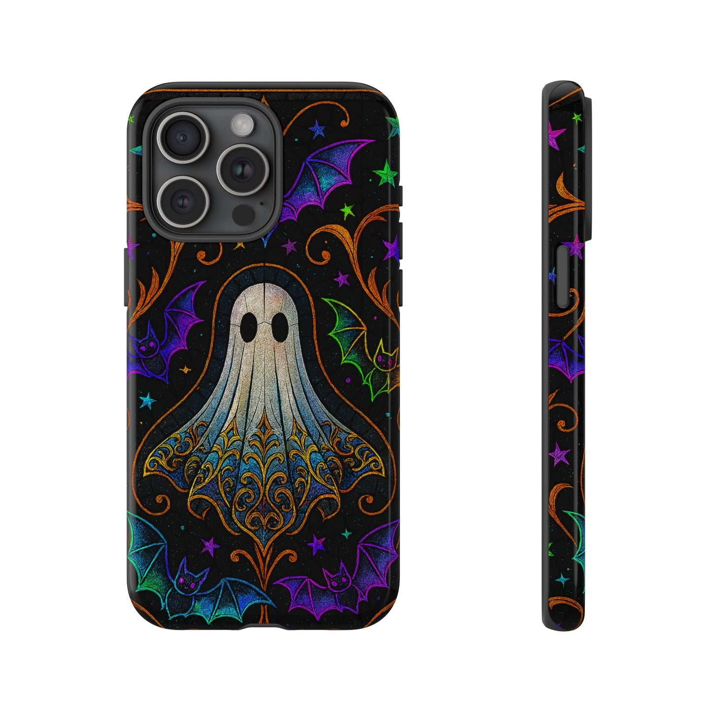 Spooky Cute Ghost Phone Cases - Adorable Neon Bats