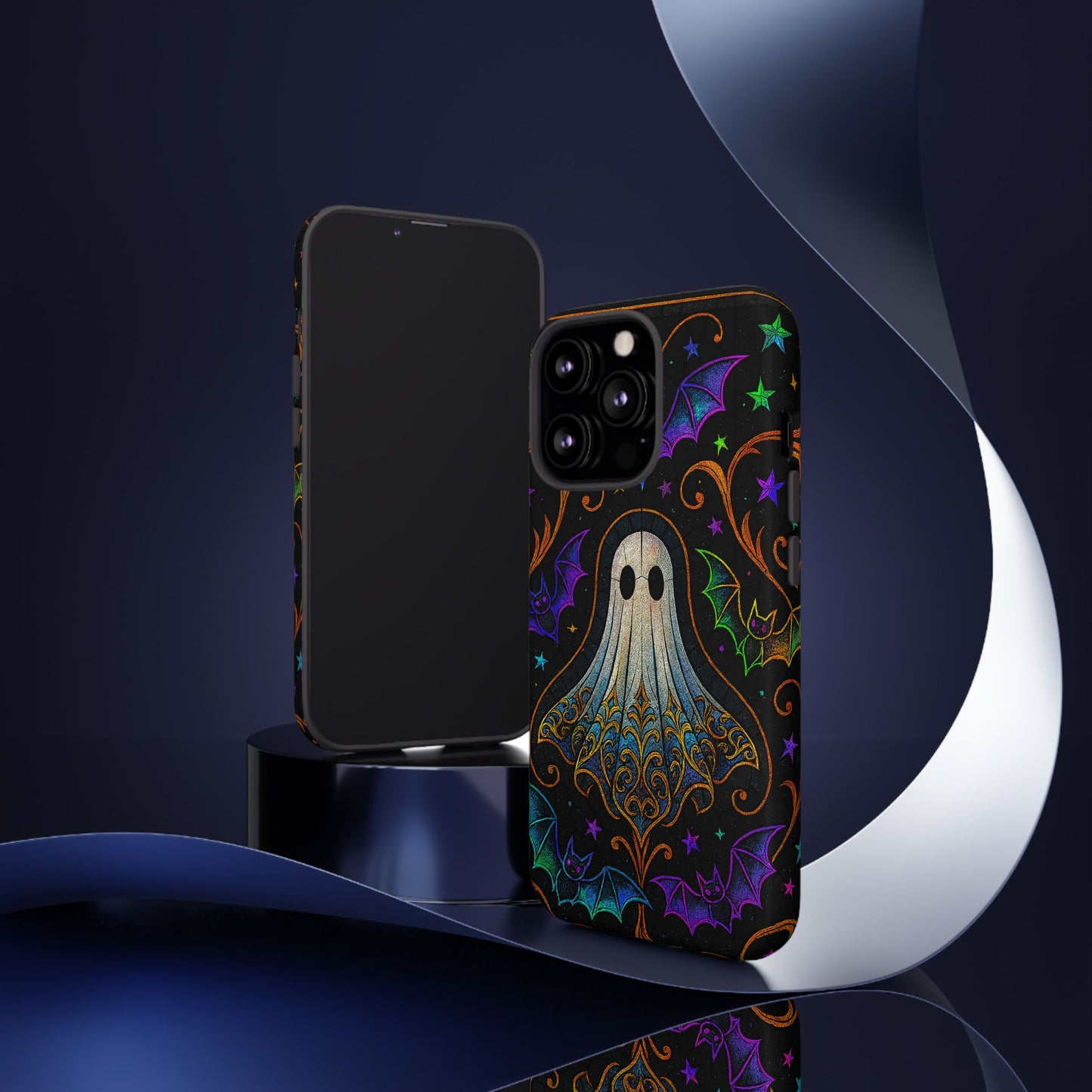Spooky Cute Ghost Phone Cases - Adorable Neon Bats