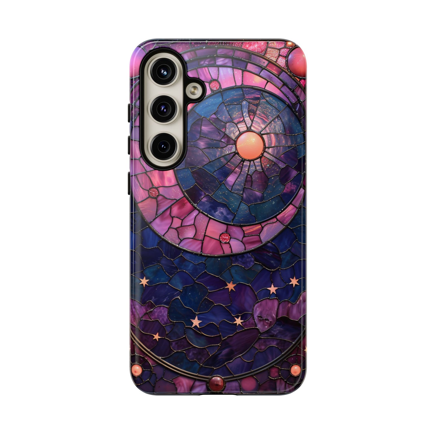 Pink Moon Tough Phone Cases in Stained Glass Design