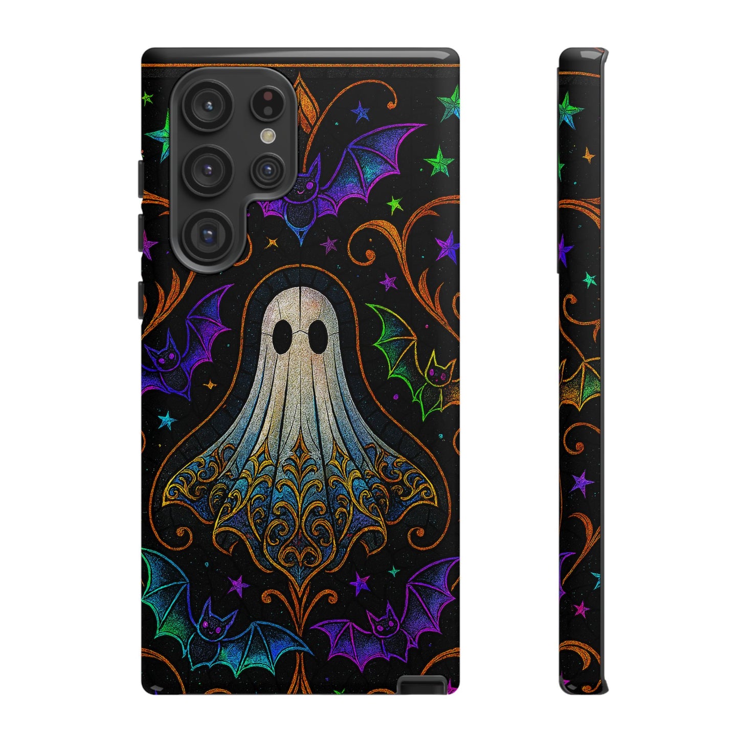 Spooky Cute Ghost Phone Cases - Adorable Neon Bats