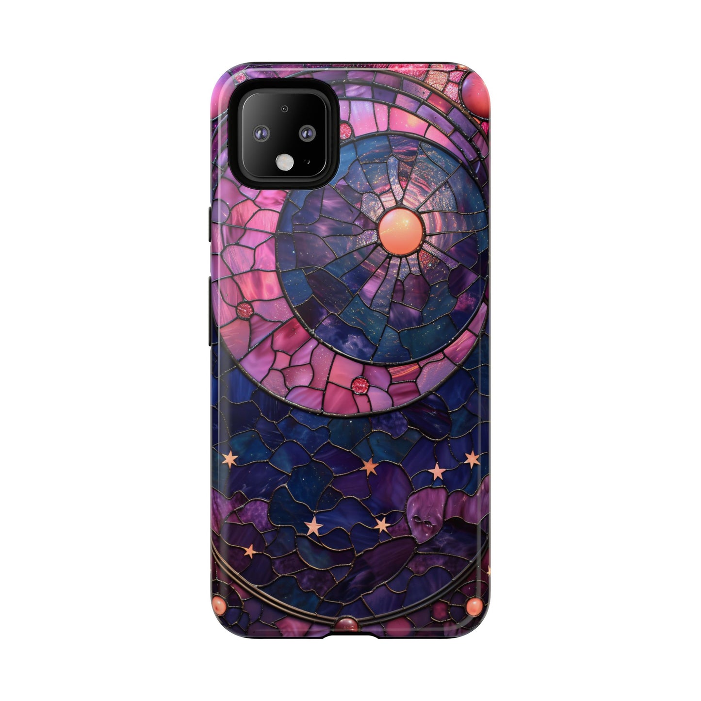 Pink Moon Tough Phone Cases in Stained Glass Design