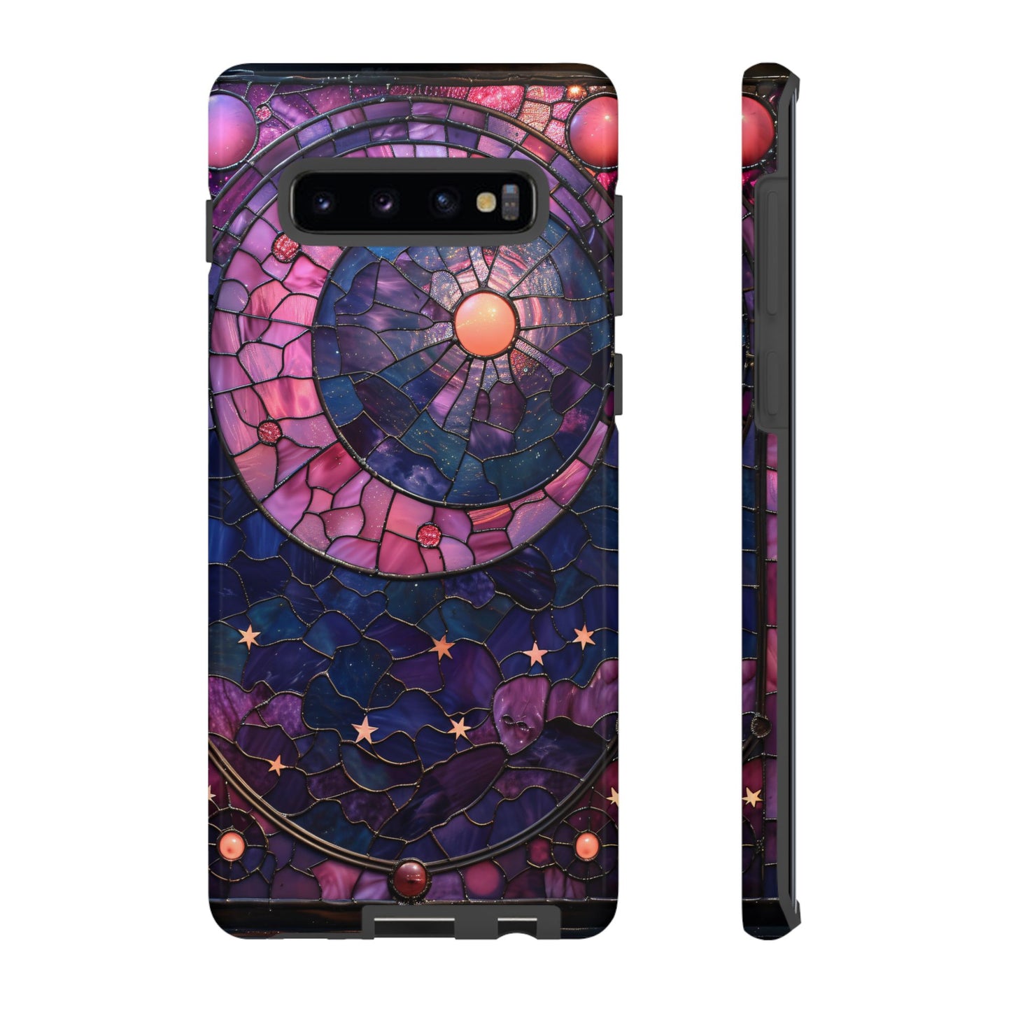 Pink Moon Tough Phone Cases in Stained Glass Design