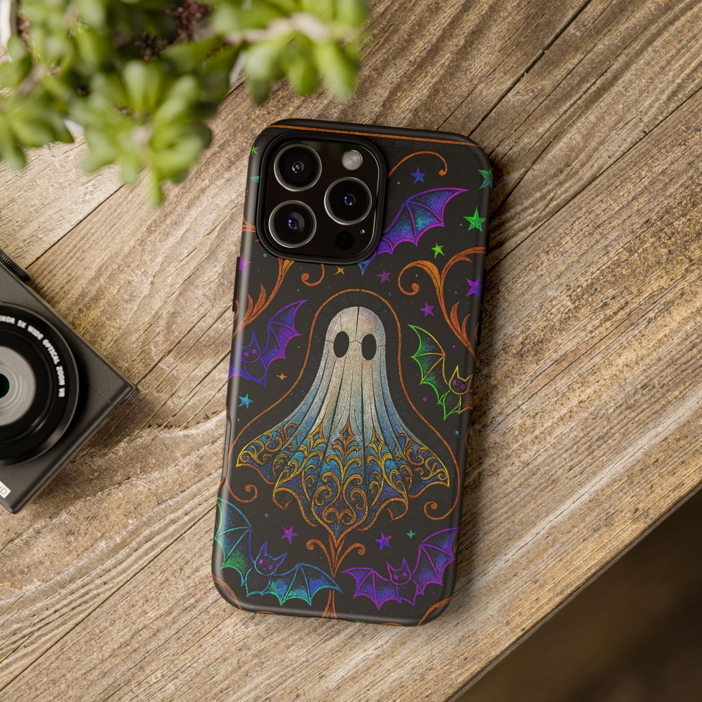 Spooky Cute Ghost Phone Cases - Adorable Neon Bats
