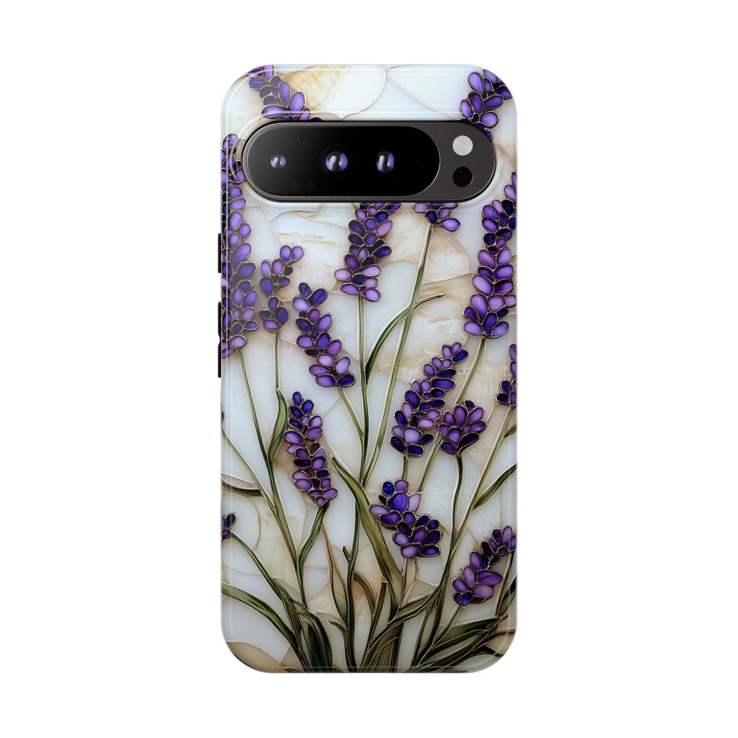 Floral Phone Case With Lavender in Stained Glass Motif
