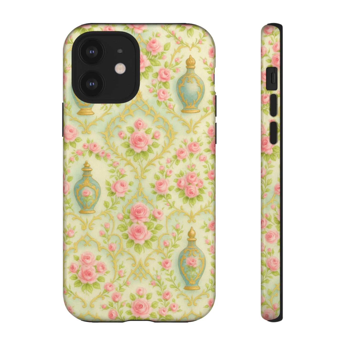 Tough Phone Cases With Perfume in Baroque Floral Aesthetic, Romantic French Pattern