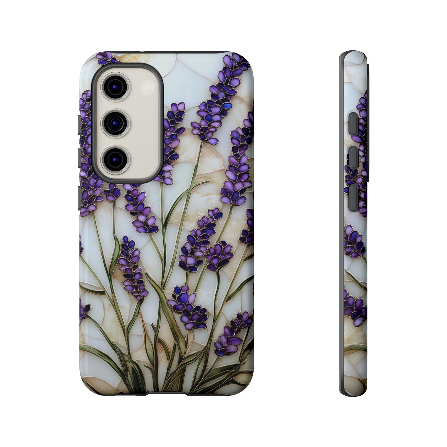 Floral Phone Case With Lavender in Stained Glass Motif