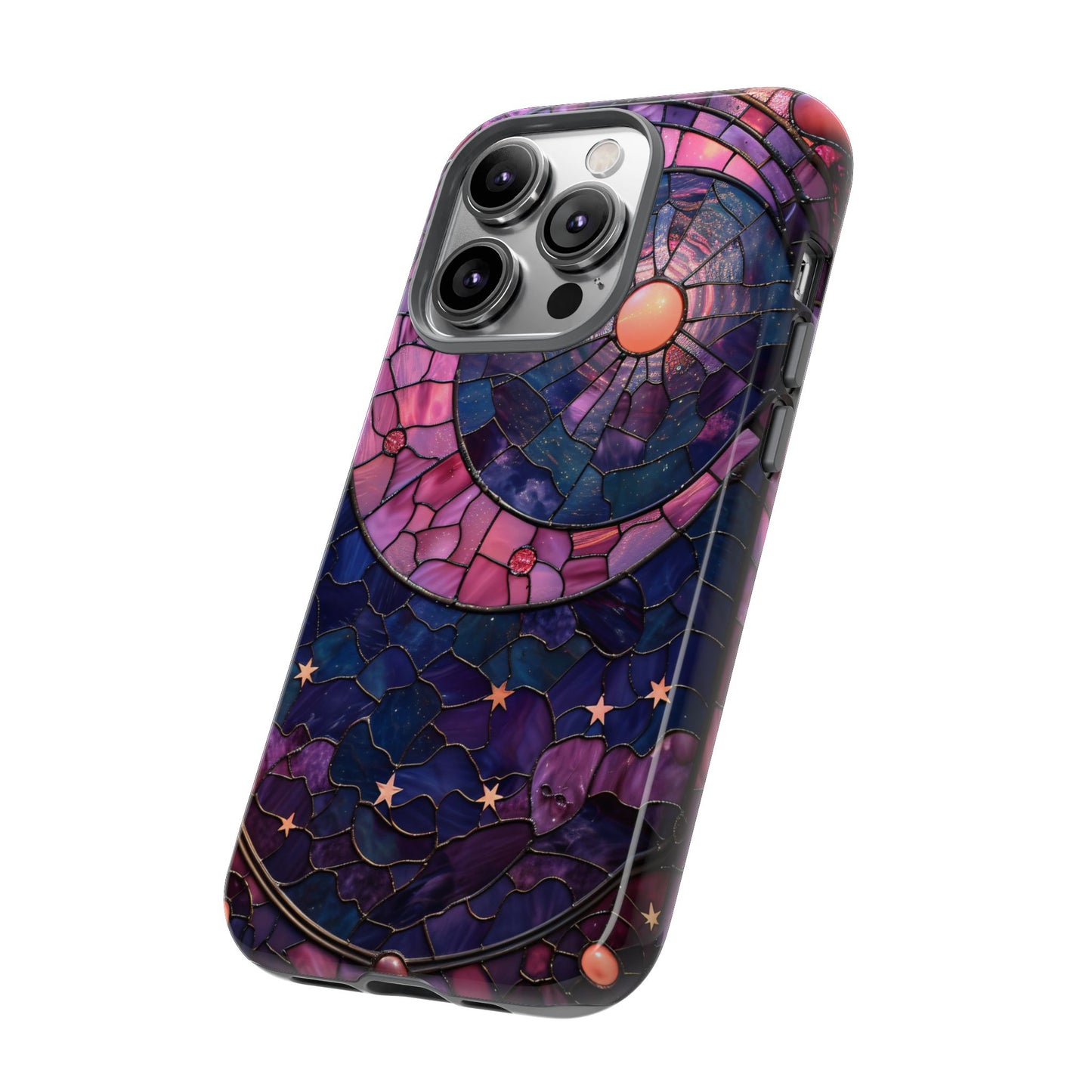 Pink Moon Tough Phone Cases in Stained Glass Design