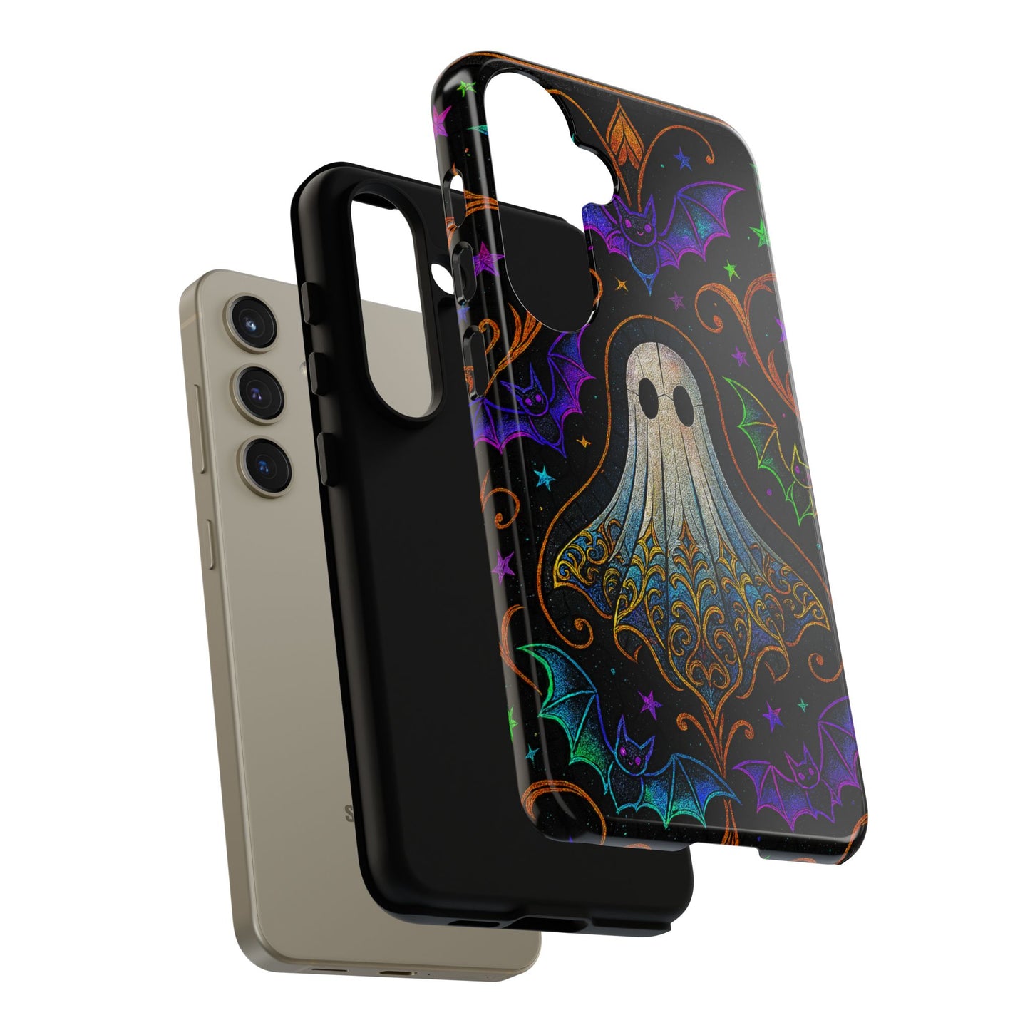 Spooky Cute Ghost Phone Cases - Adorable Neon Bats