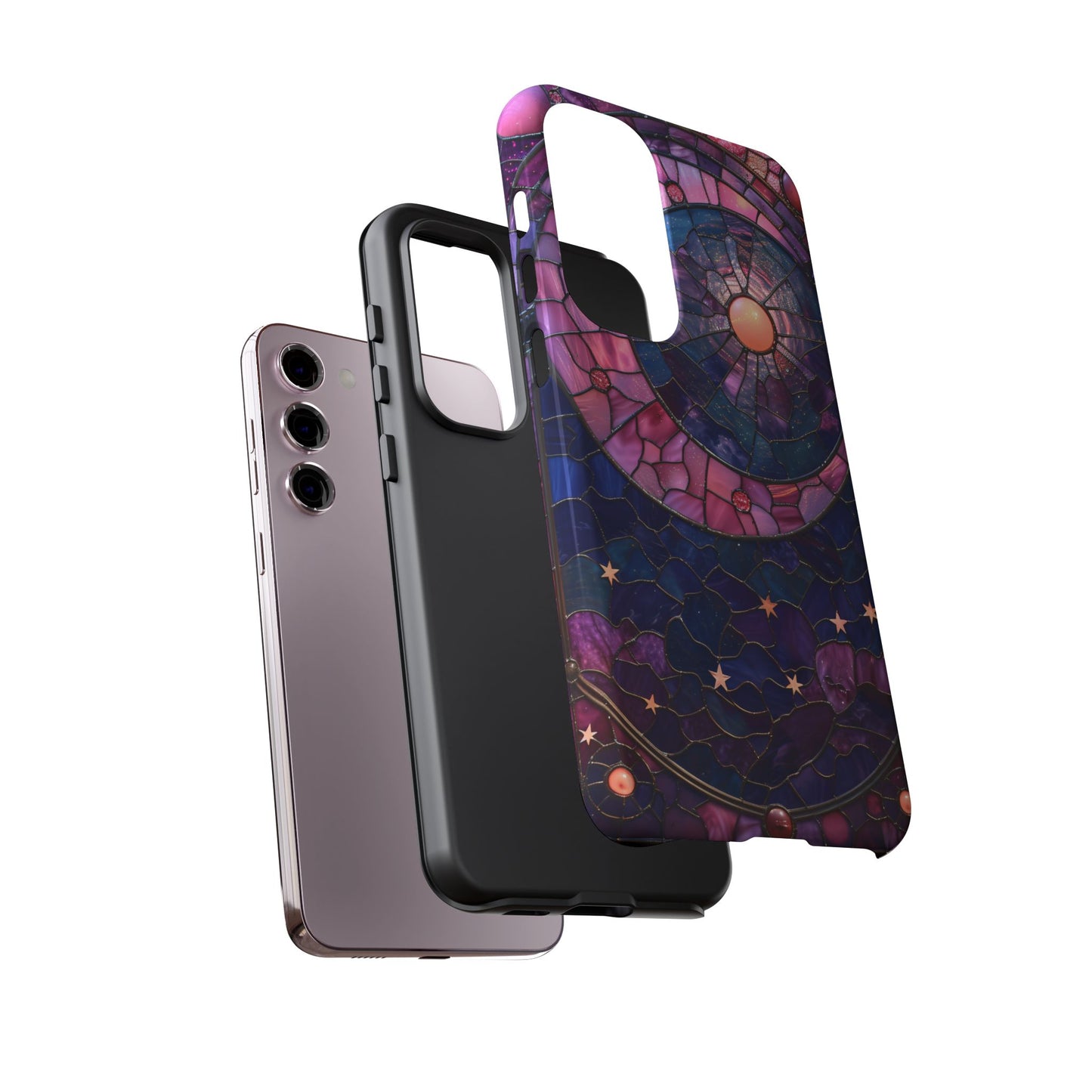 Pink Moon Tough Phone Cases in Stained Glass Design