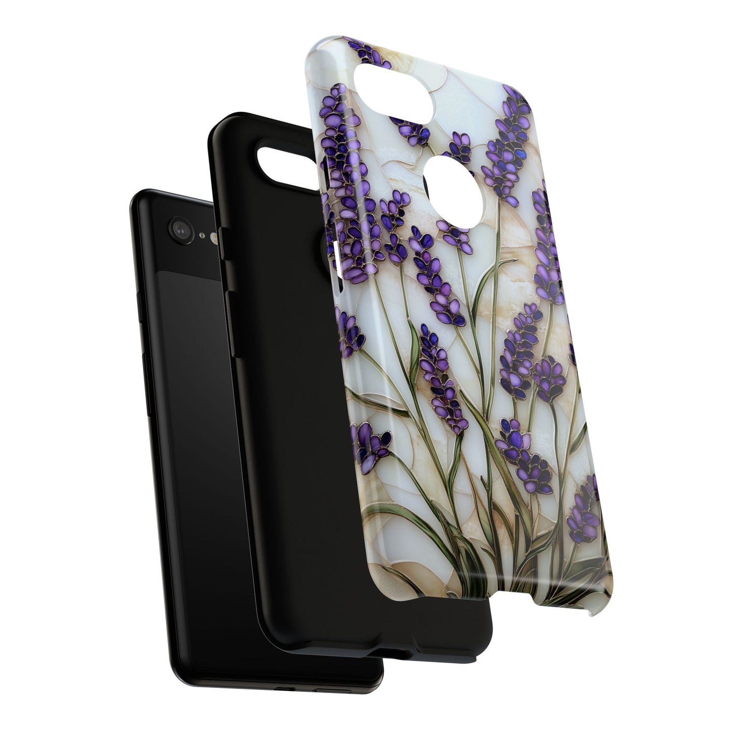 Floral Phone Case With Lavender in Stained Glass Motif