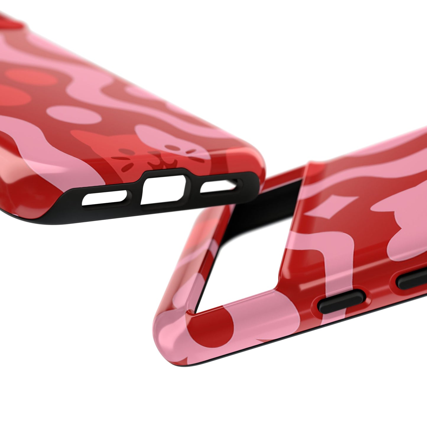 Phone Case - Vibrant Retro Cats Pattern in Red & Pink