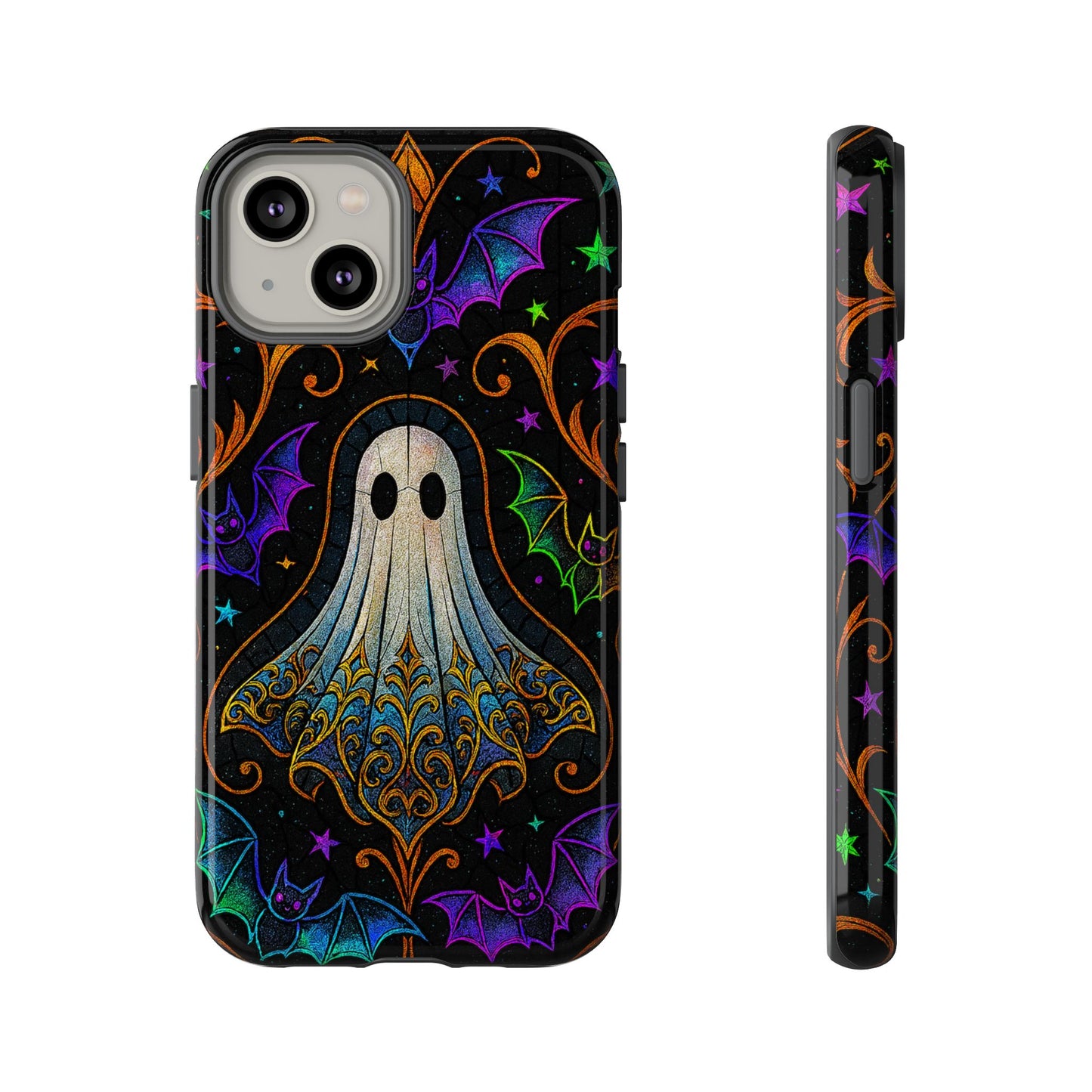Spooky Cute Ghost Phone Cases - Adorable Neon Bats
