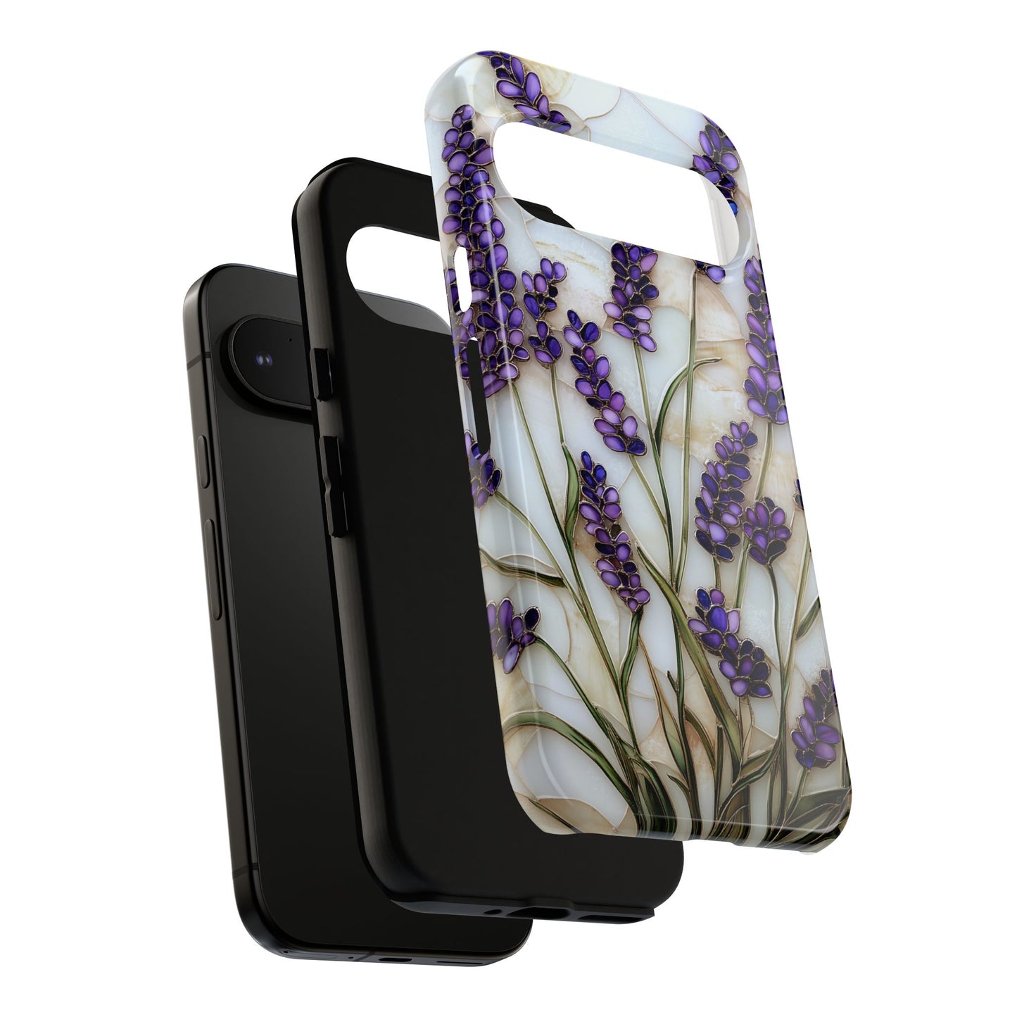 Floral Phone Case With Lavender in Stained Glass Motif