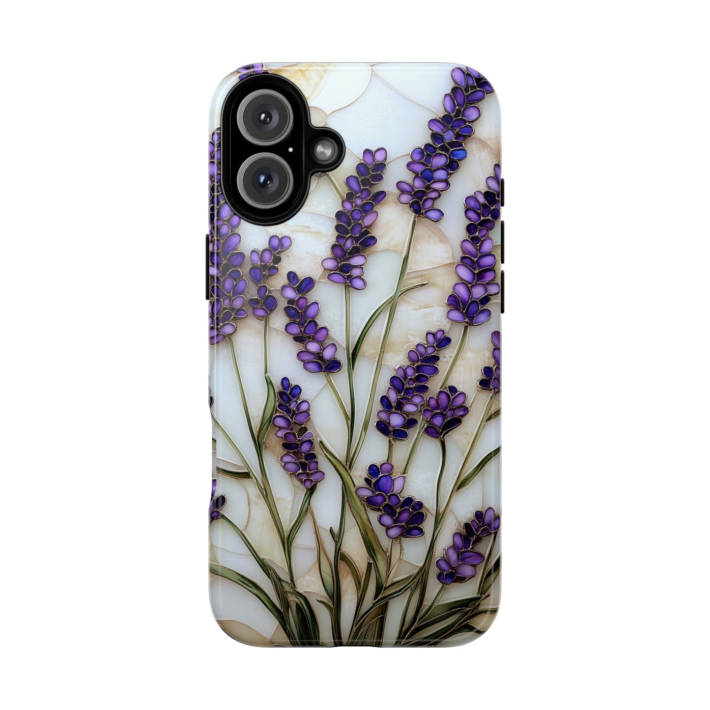 Floral Phone Case With Lavender in Stained Glass Motif