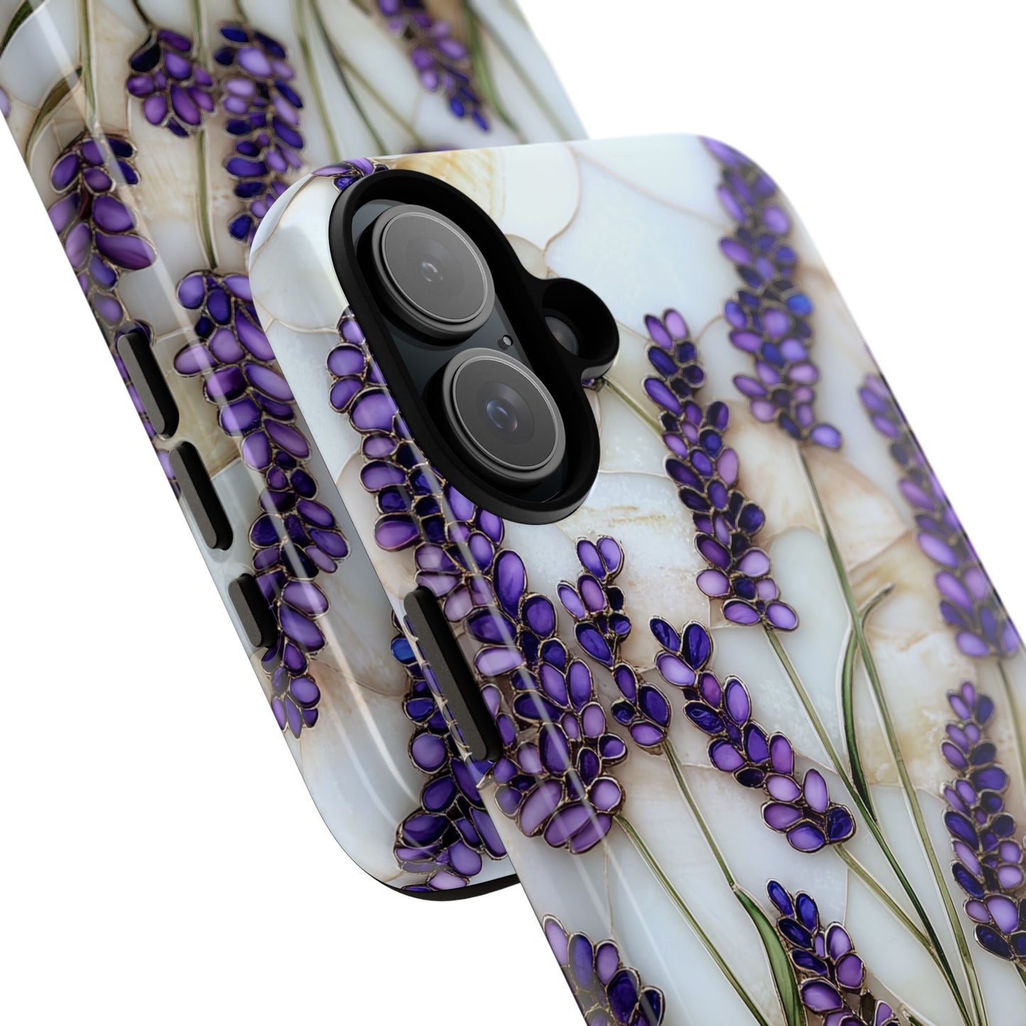 Floral Phone Case With Lavender in Stained Glass Motif