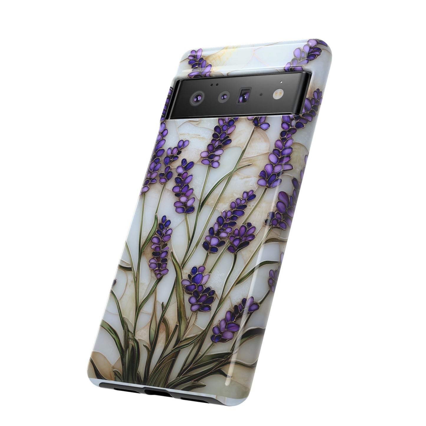 Floral Phone Case With Lavender in Stained Glass Motif