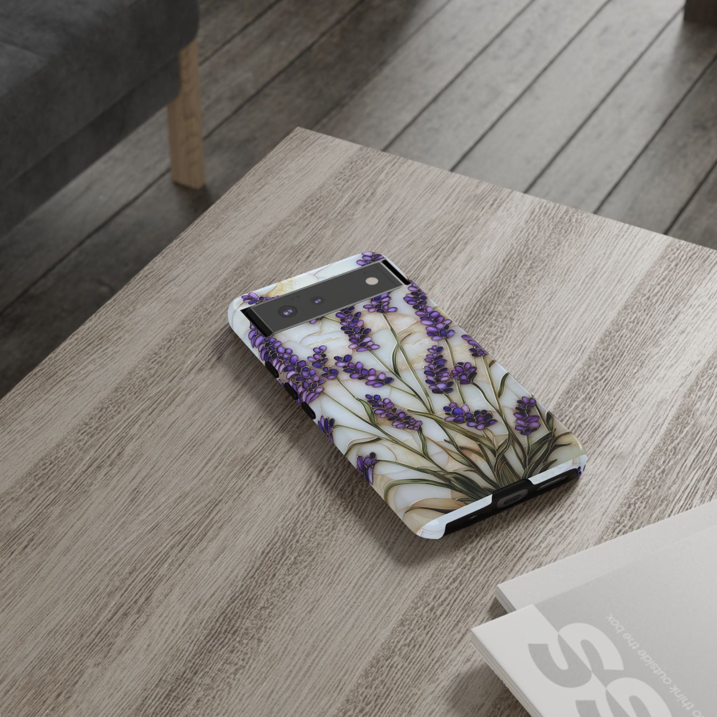 Floral Phone Case With Lavender in Stained Glass Motif