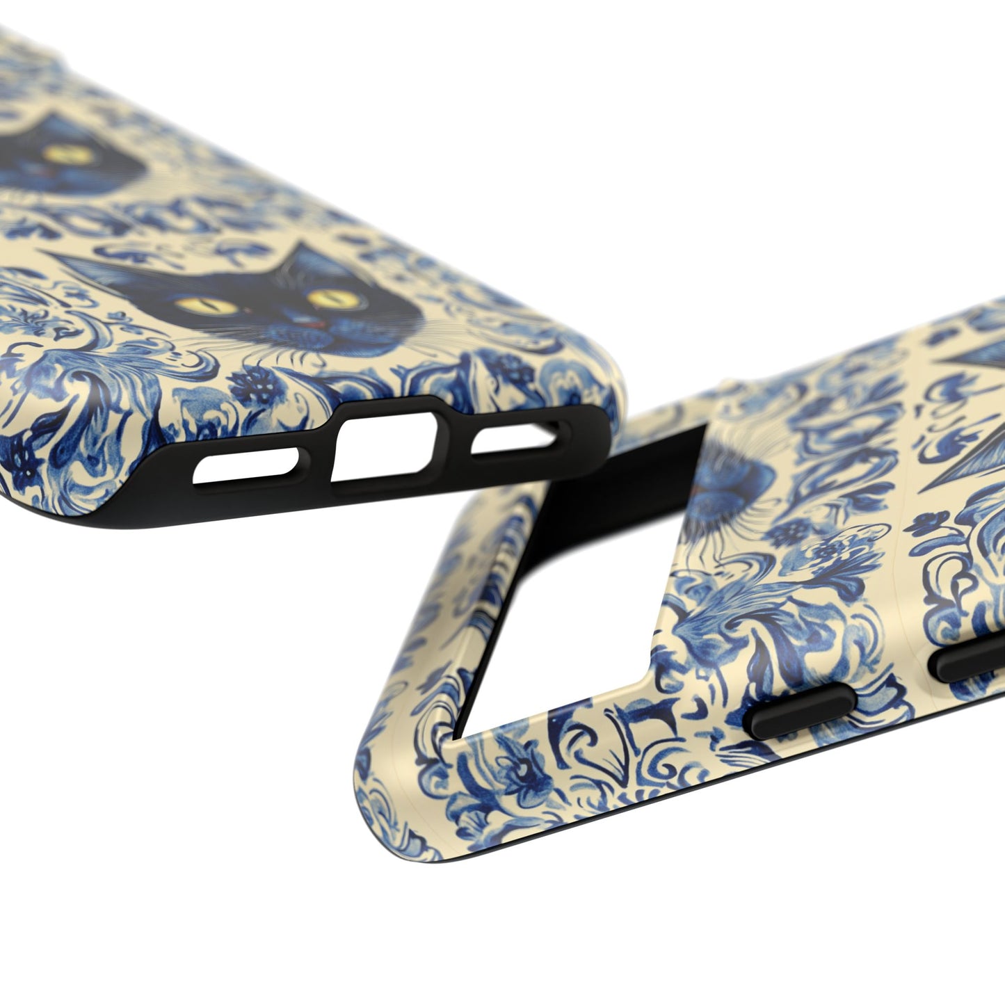 Tough Phone Case - Mediterranean Tile Motif With Blue Cats