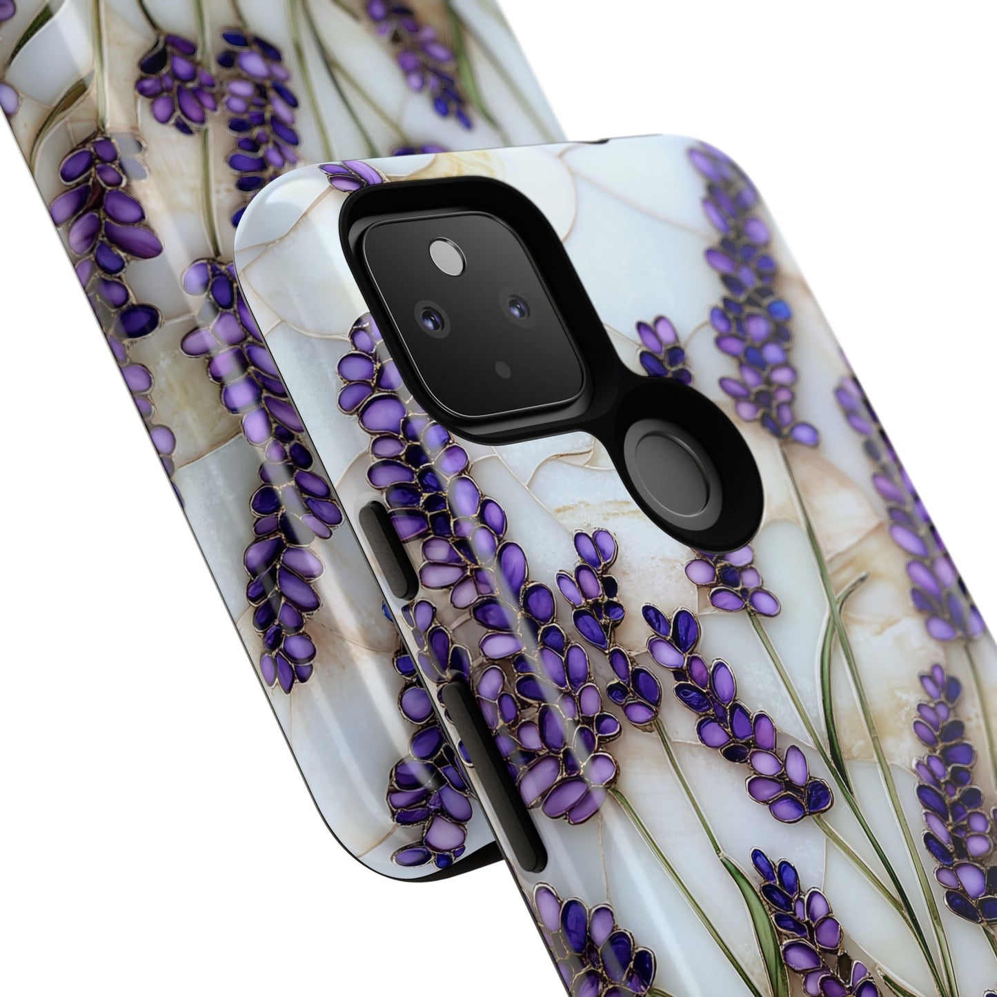 Floral Phone Case With Lavender in Stained Glass Motif