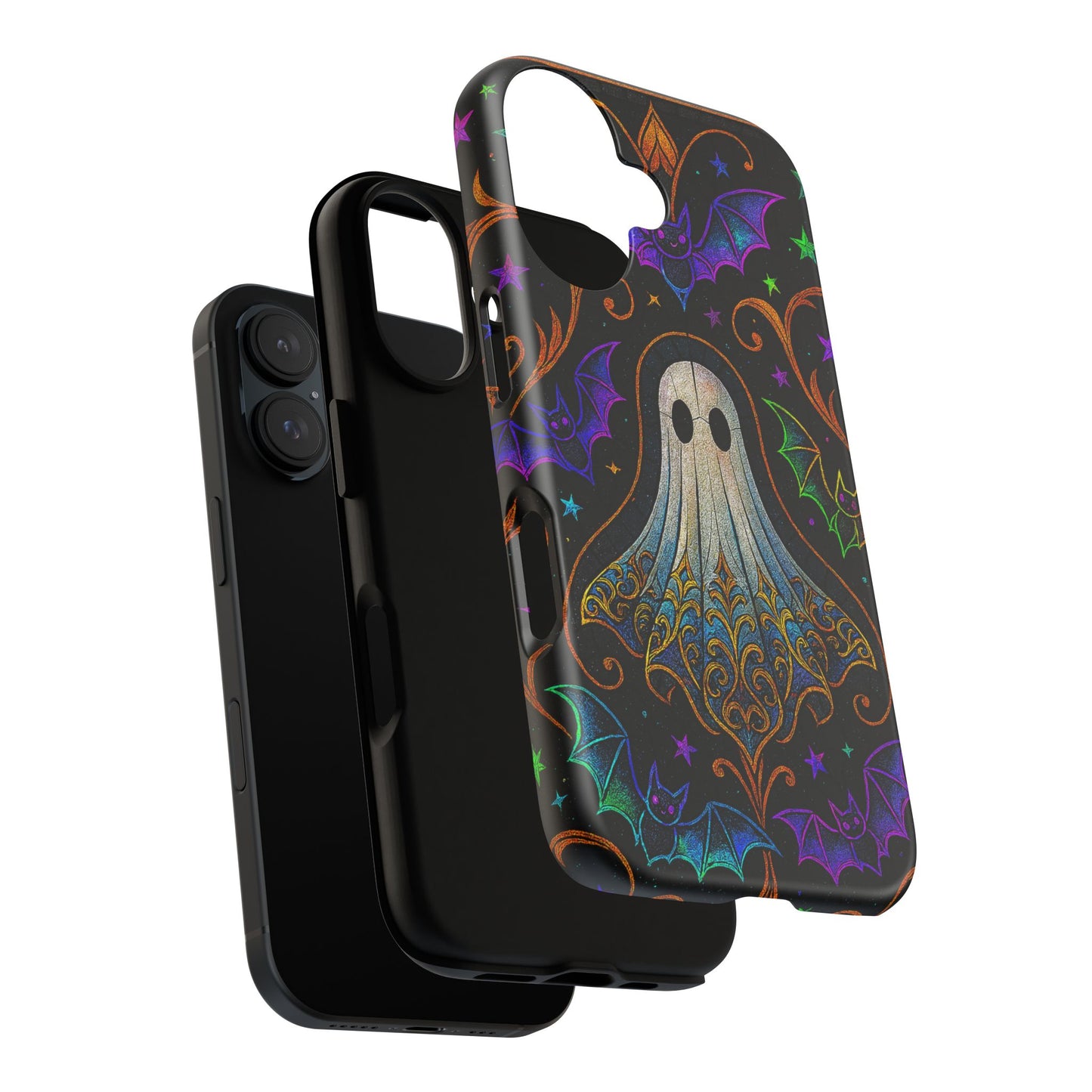 Spooky Cute Ghost Phone Cases - Adorable Neon Bats