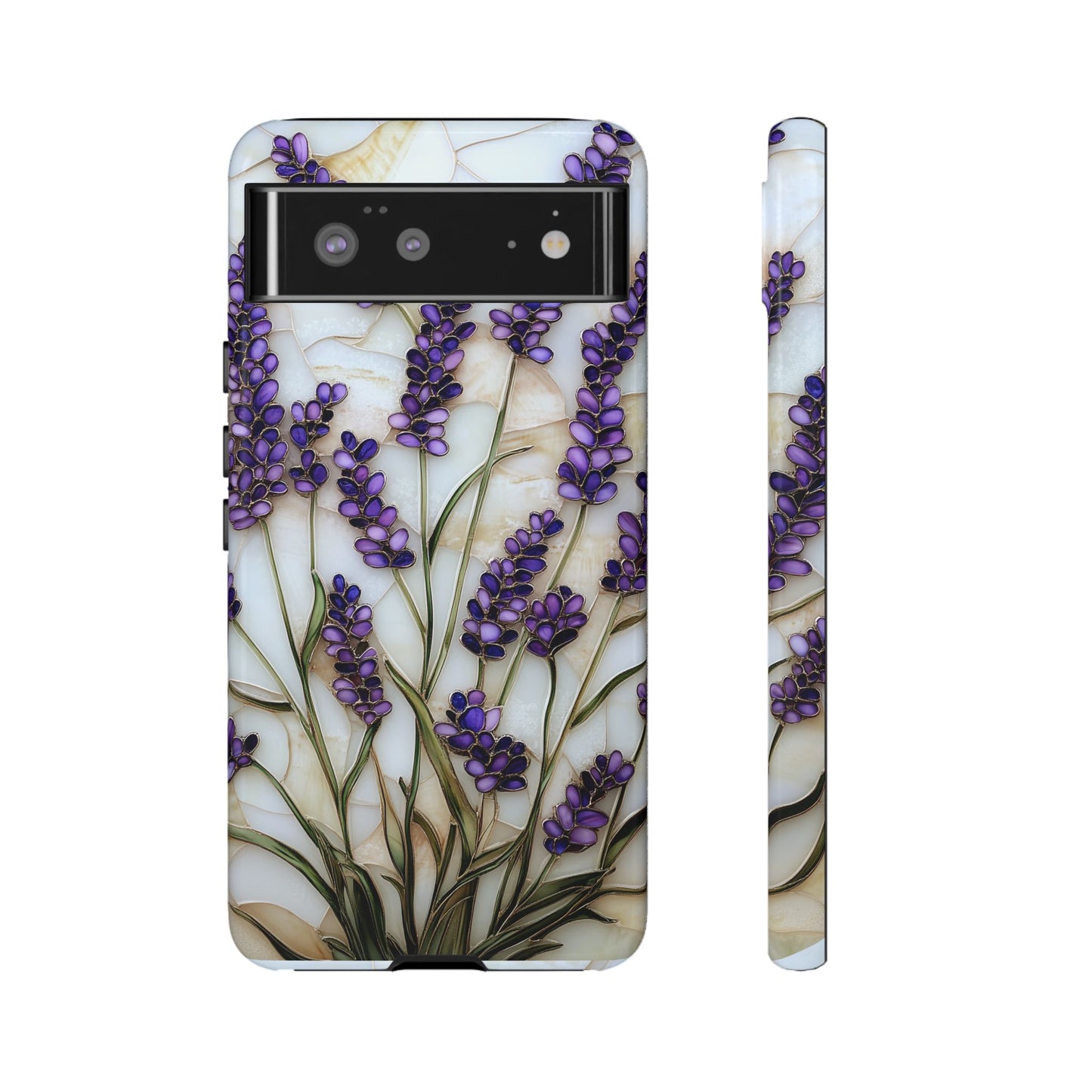 Floral Phone Case With Lavender in Stained Glass Motif