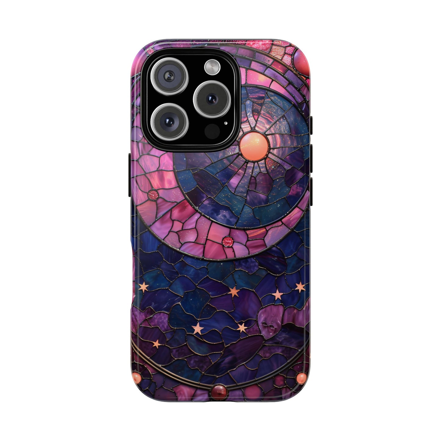 Pink Moon Tough Phone Cases in Stained Glass Design