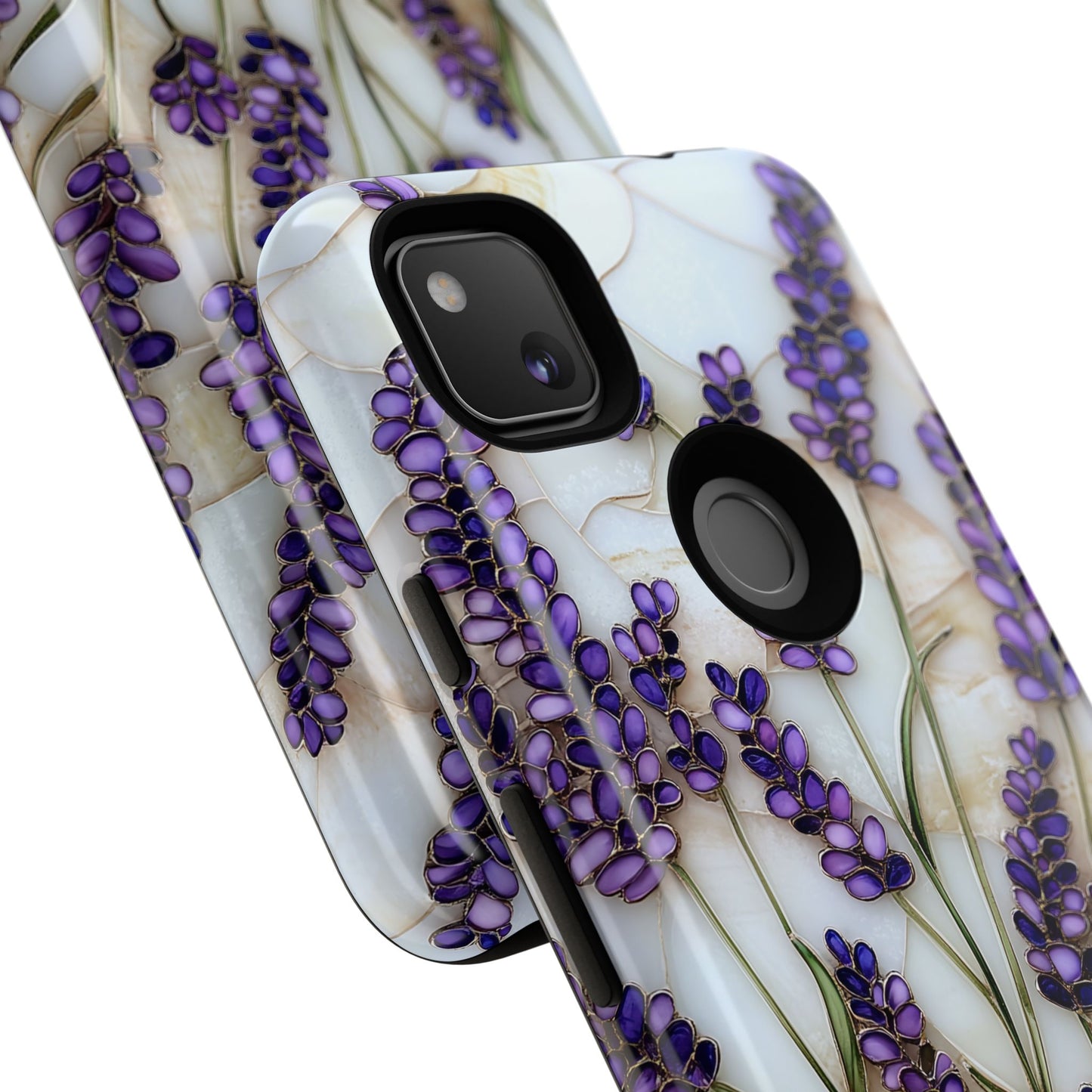 Floral Phone Case With Lavender in Stained Glass Motif