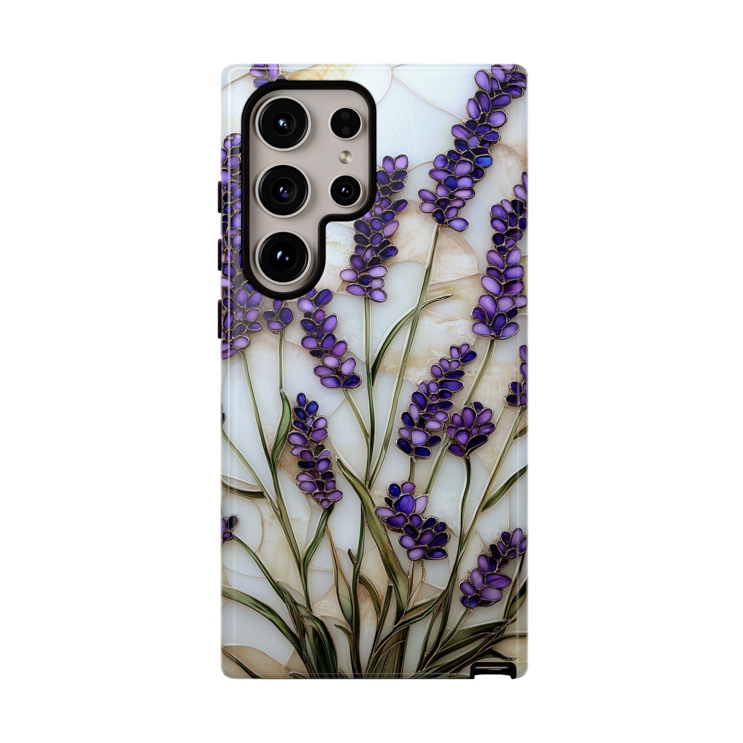 Floral Phone Case With Lavender in Stained Glass Motif