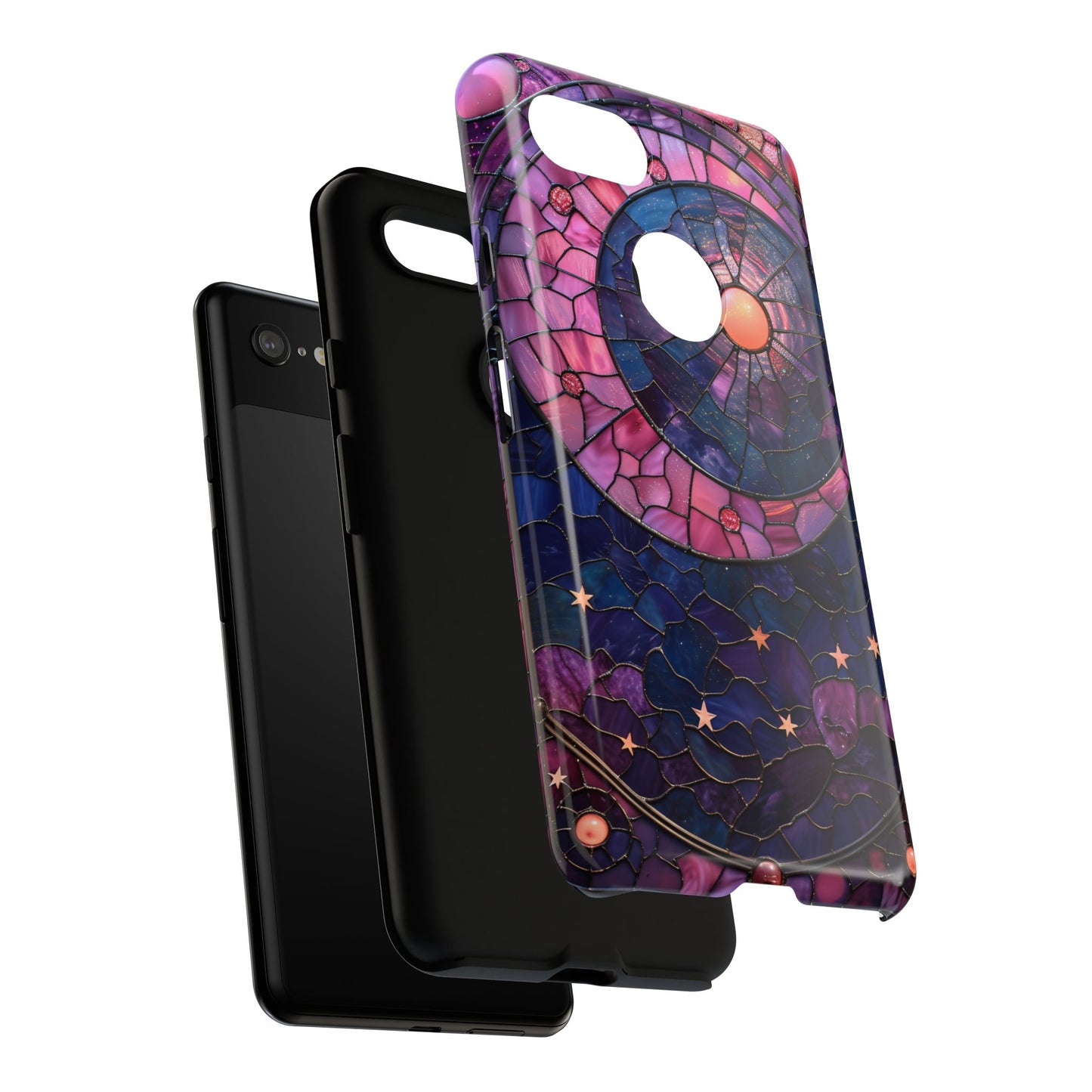 Pink Moon Tough Phone Cases in Stained Glass Design