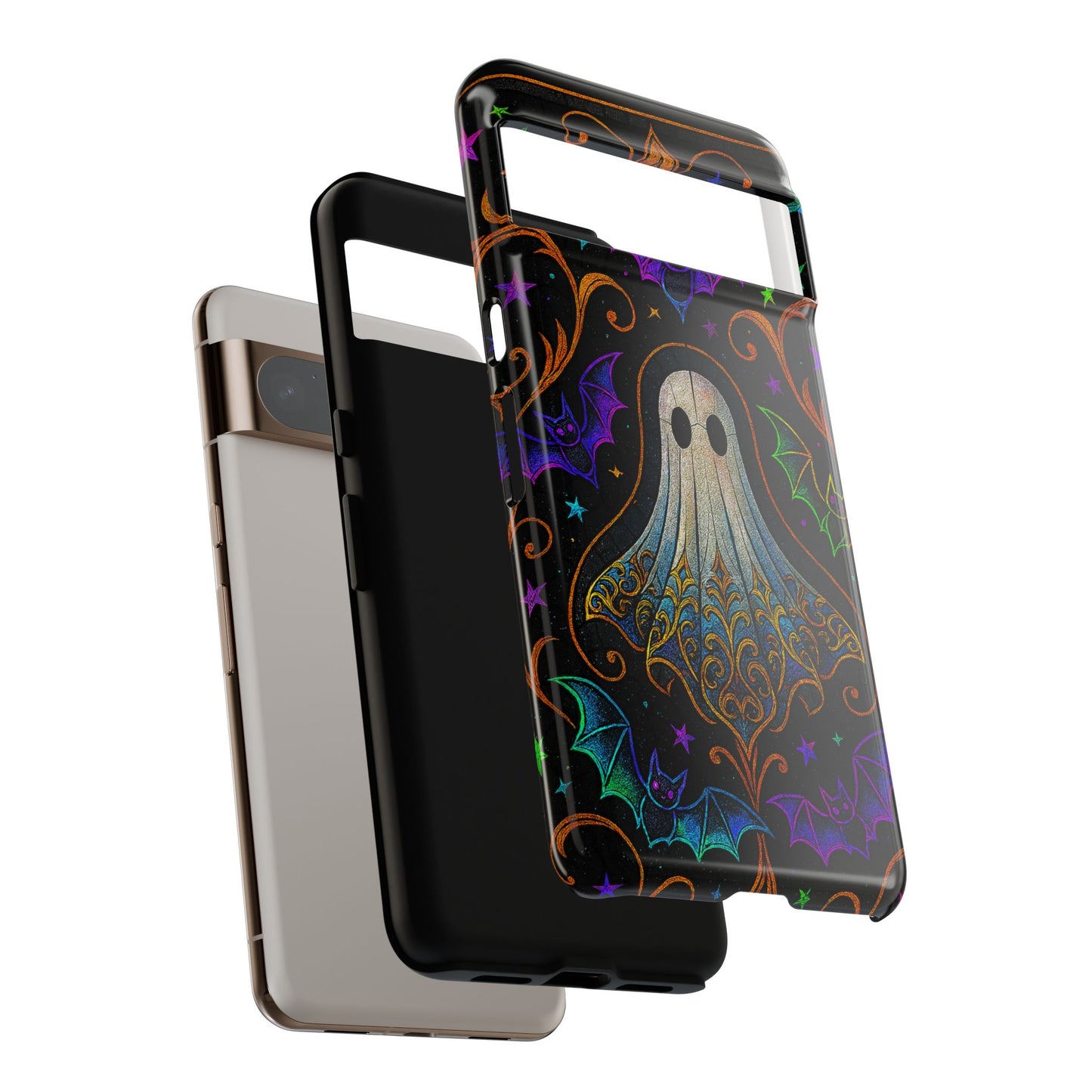 Spooky Cute Ghost Phone Cases - Adorable Neon Bats