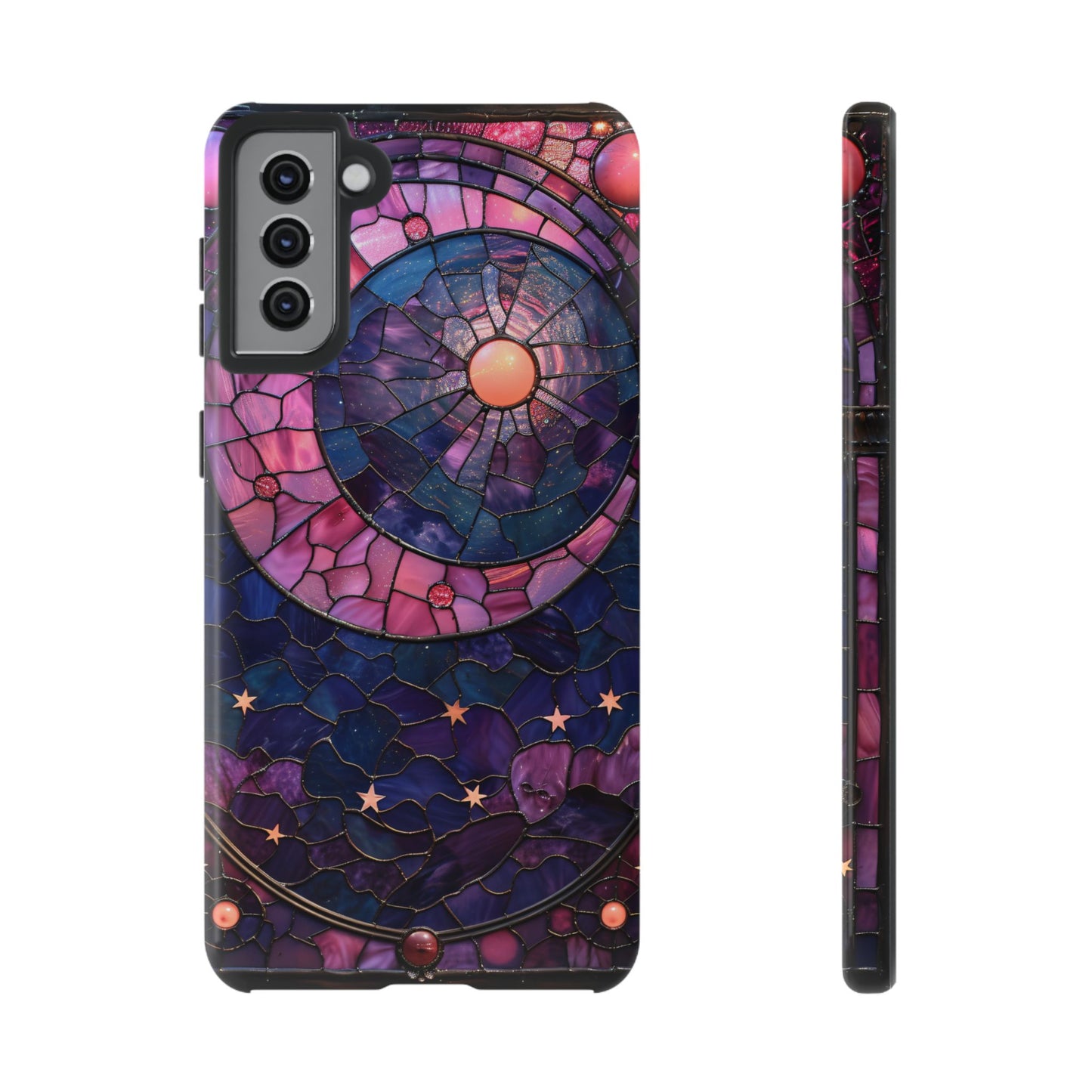 Pink Moon Tough Phone Cases in Stained Glass Design
