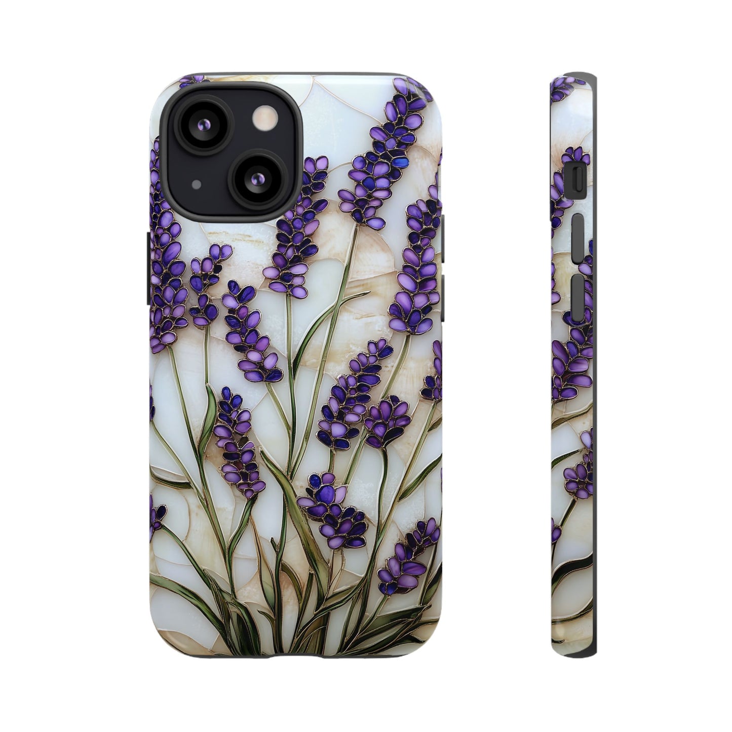 Floral Phone Case With Lavender in Stained Glass Motif