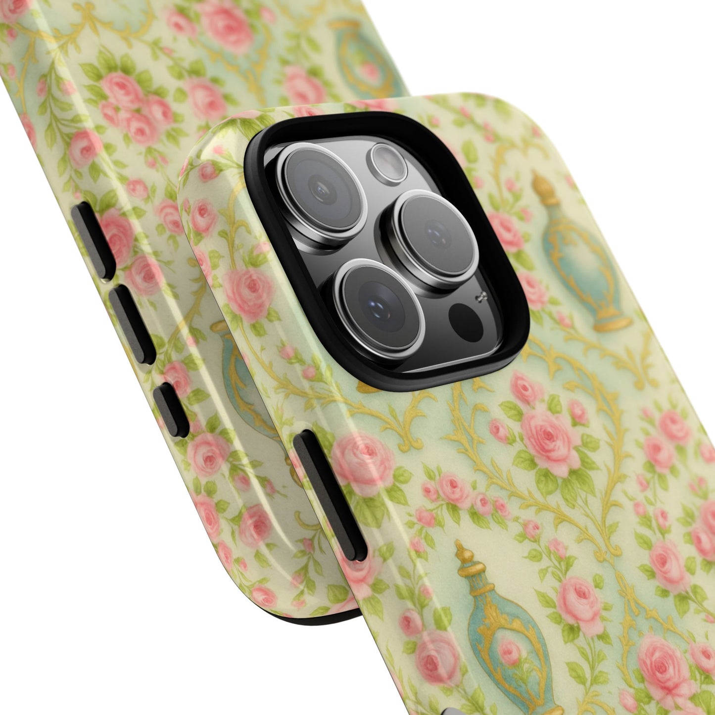 Tough Phone Cases With Perfume in Baroque Floral Aesthetic, Romantic French Pattern