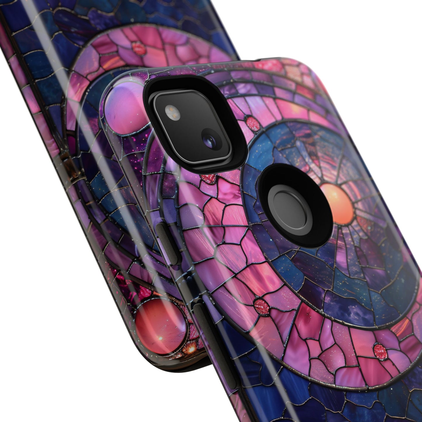 Pink Moon Tough Phone Cases in Stained Glass Design