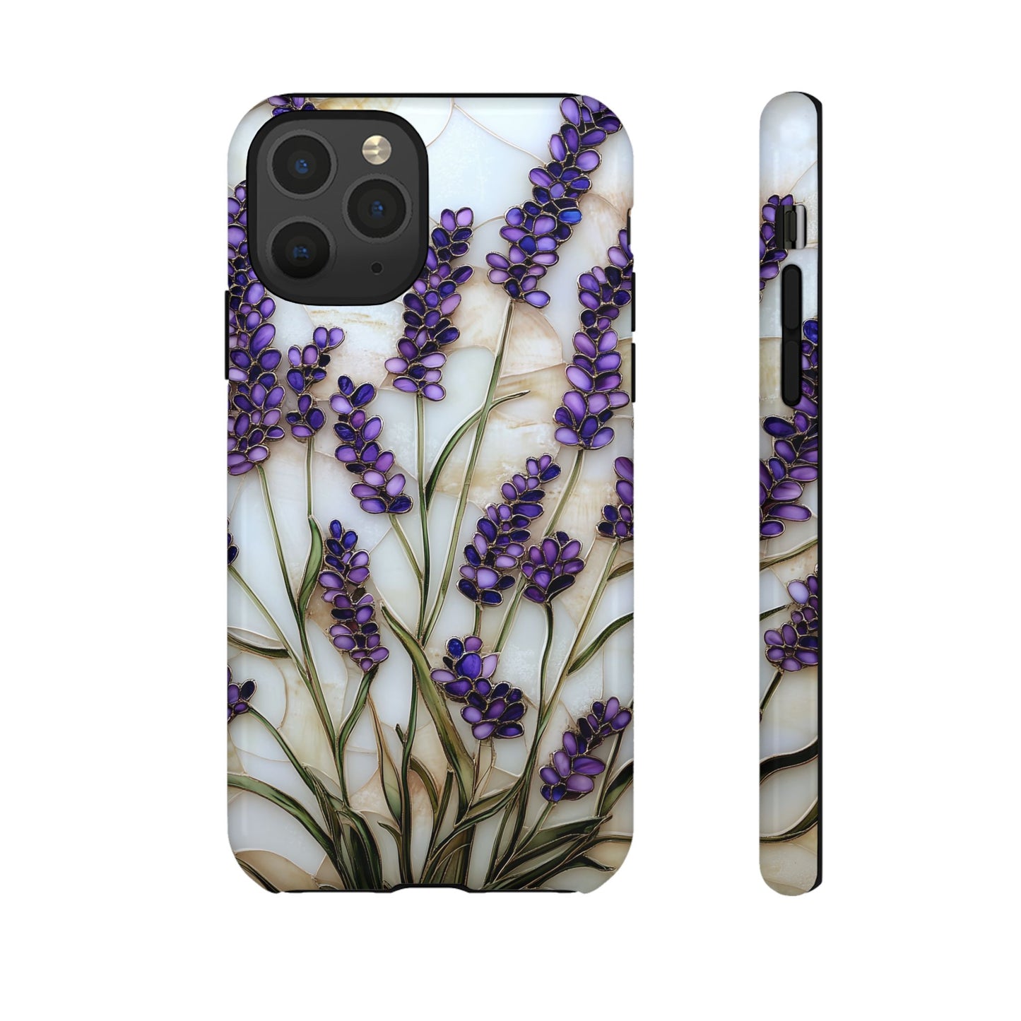 Floral Phone Case With Lavender in Stained Glass Motif
