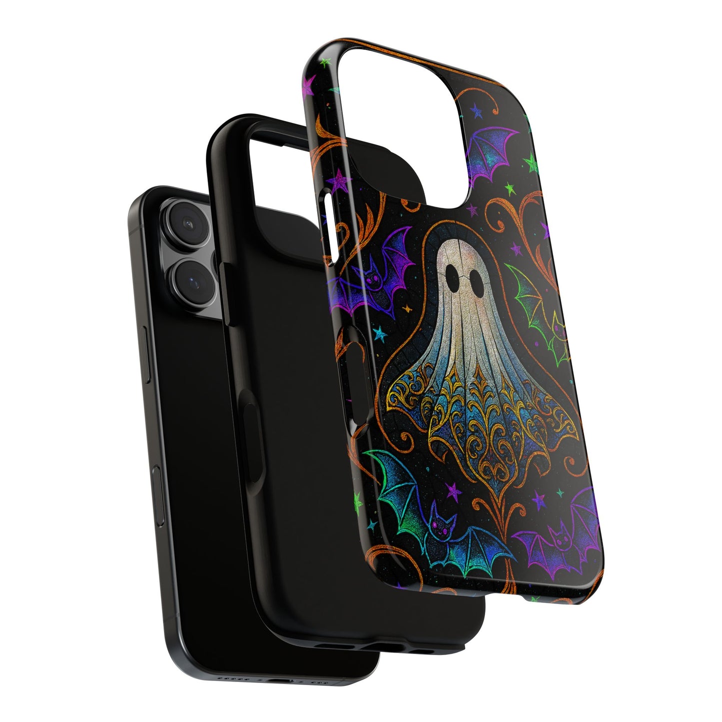 Spooky Cute Ghost Phone Cases - Adorable Neon Bats