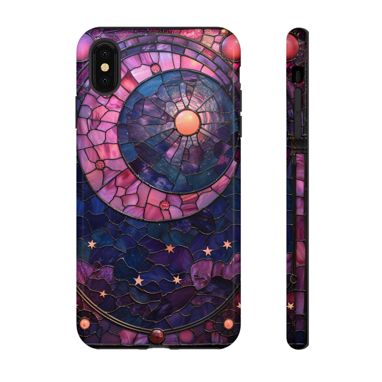 Pink Moon Tough Phone Cases in Stained Glass Design